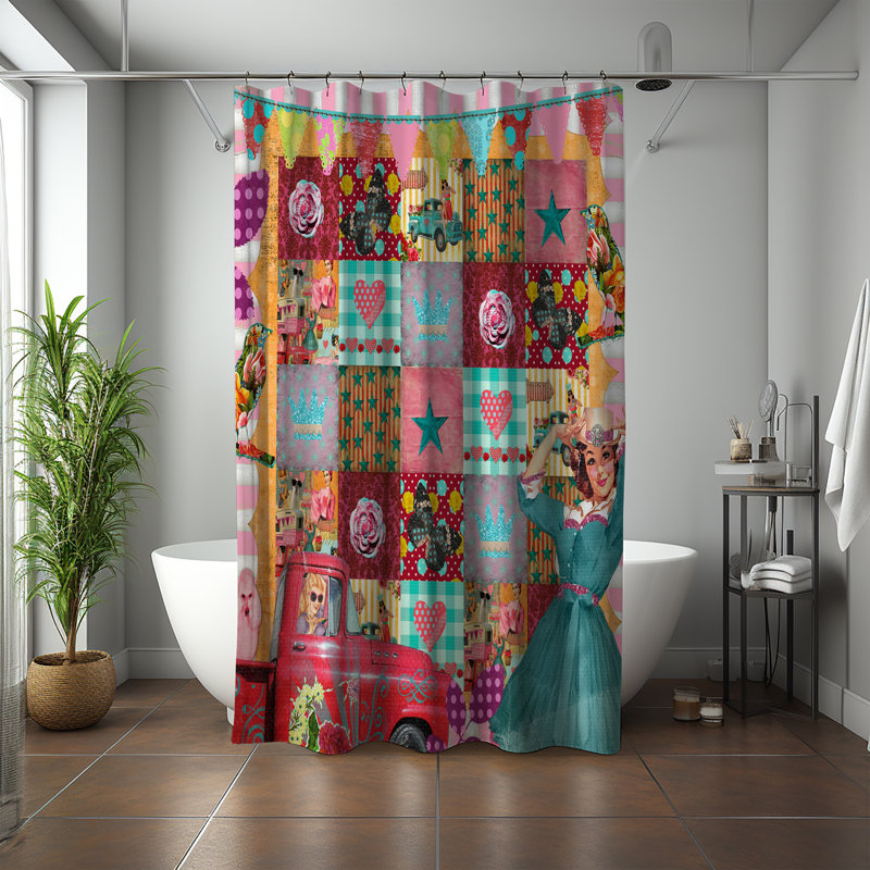 Zaylyn Patchwork Shower Curtain, 93" H x 70" W