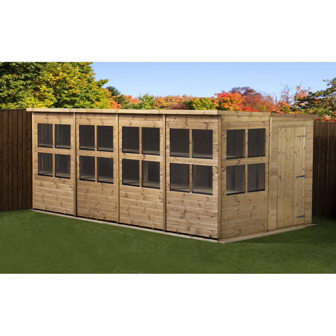 Empire Sheds 16 x 8ft Potting Pent Garden Shed - Tongue and Groove Timber - Brown - Image 4
