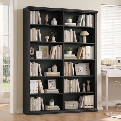 72" H x 47.2" W Wood Double 6-Tier Bookcase