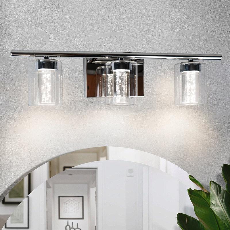 20''Dimmable 3-Light Dimmable LED Vanity Light, Silver/Nickel