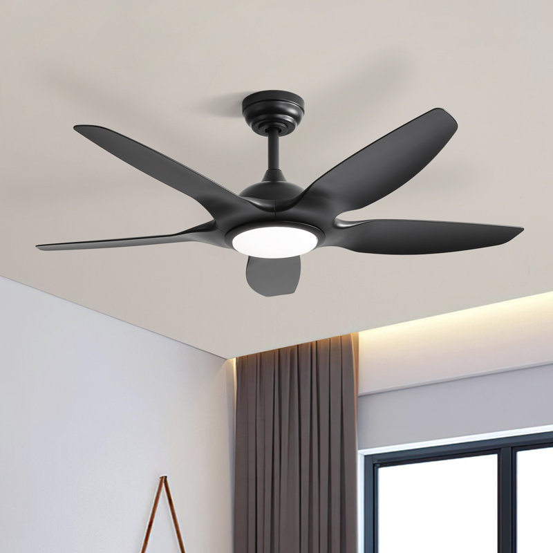 Lakenzie 48'' 5-Blade Modern Ceiling Fan with LED Light and Remote Control, Black