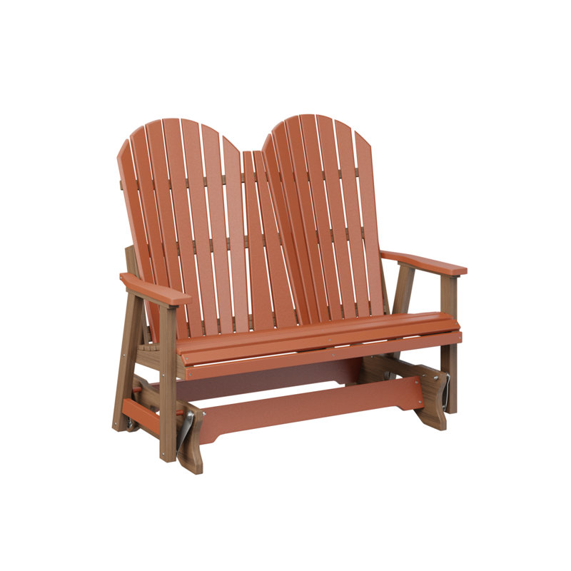 Comfo Back Outdoor Glider, Mango Orange Top/Antique Mahogany Base