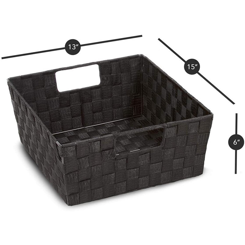 Sorbus Stackable Wicker Tote Woven Basket with Handles 3 Pack, Black