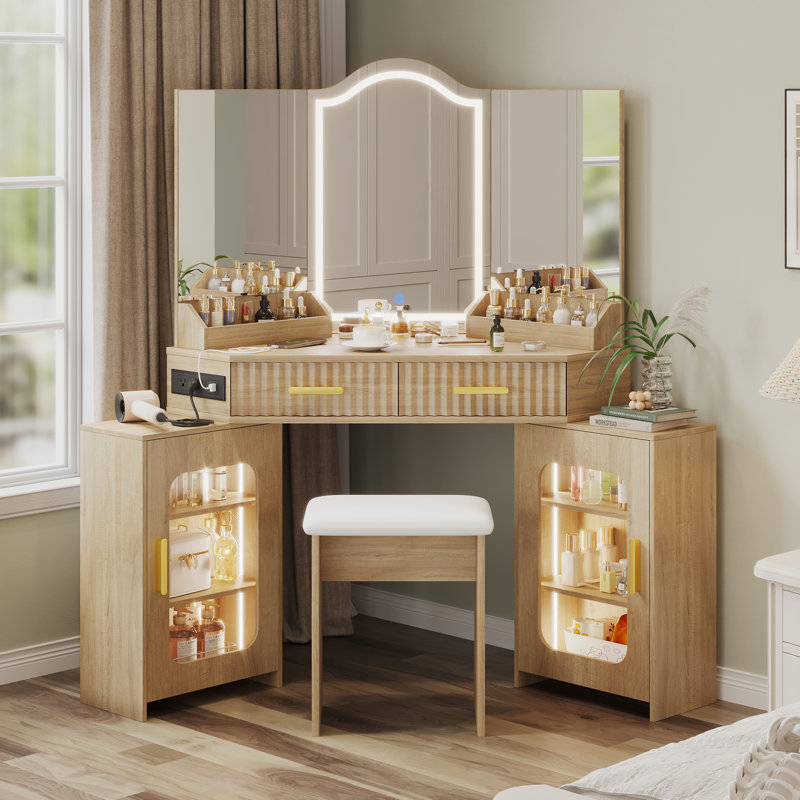 Dressing Table with Mirror, Wood
