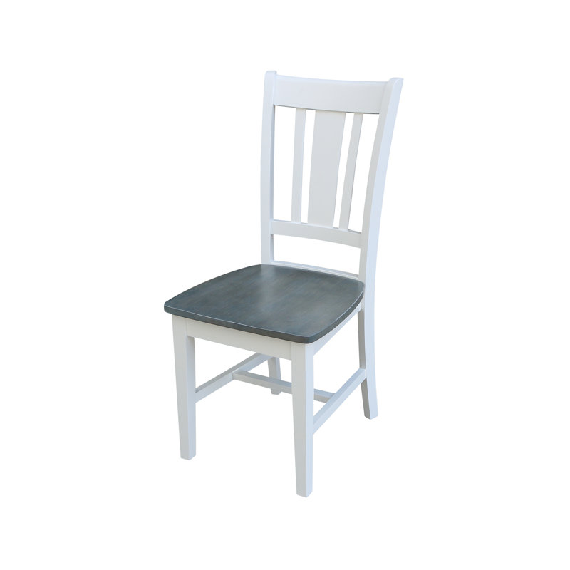 Evalyn Solid Wood Side Chair, White/Heather Gray