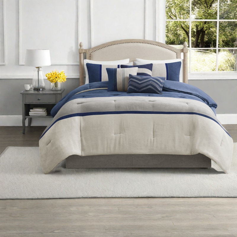 Ensemble de literie luxueux 7 pièces, suède de polyester, style moderne pour le confort de la maison