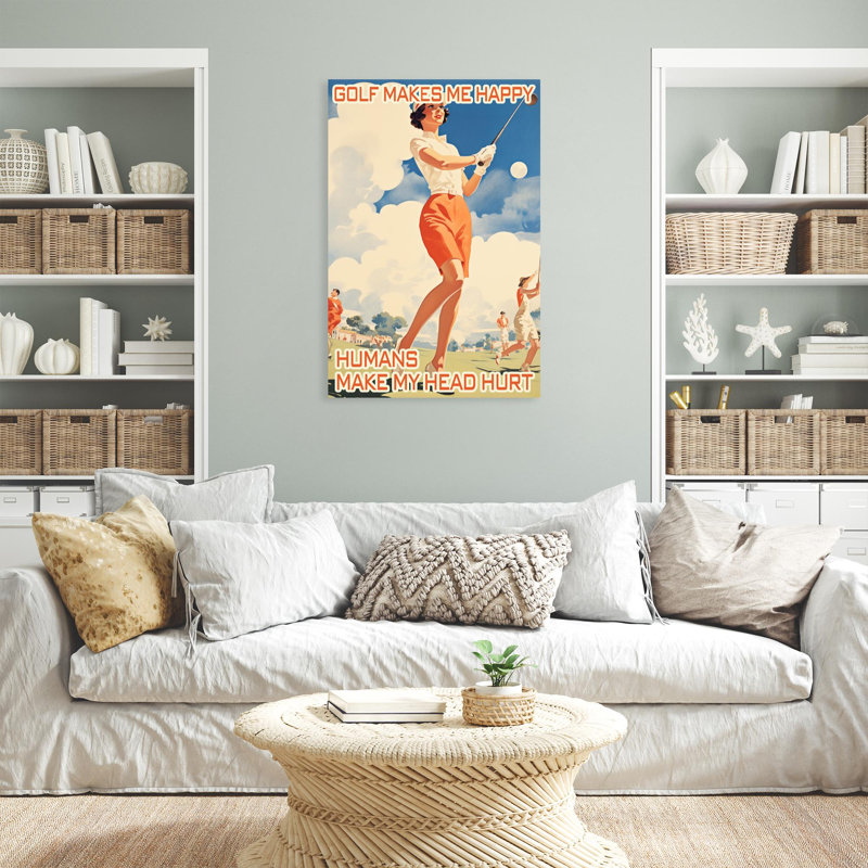 «Golf Makes Me Happy» - 1 pièce Rectangle Ar Golf Makes Me Happy - 1 pièce Rectangle, reproduction d'art sur toile tendue