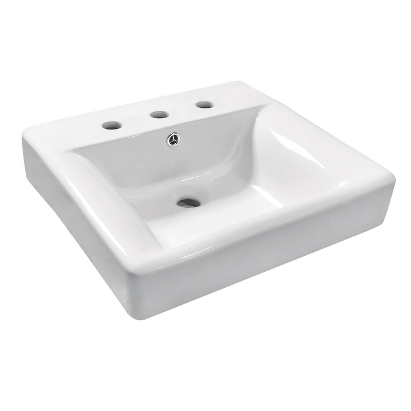 Lavabo de salle de bain en céramique blanche avec trop-plein