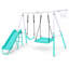 Ensemble de balançoire 4 en 1 pour enfants avec glissoire, plateforme, balançoire à ceinture et panier de basketball-138532317