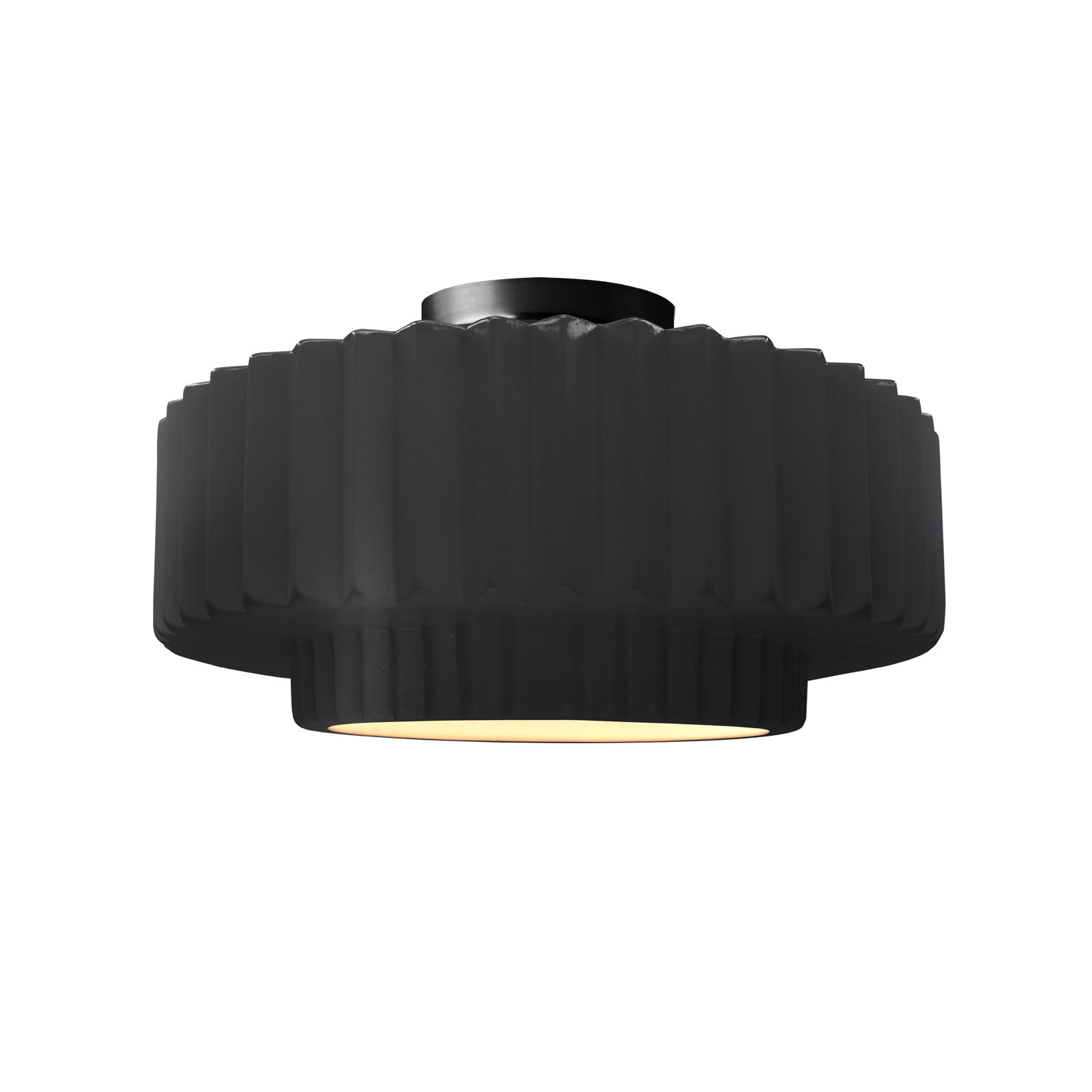 Single Light Ceramic LED Semi Flush Mount, 7.25" H x 14.5" W x 14.5" D, Carbon Matte Black, Matte Black