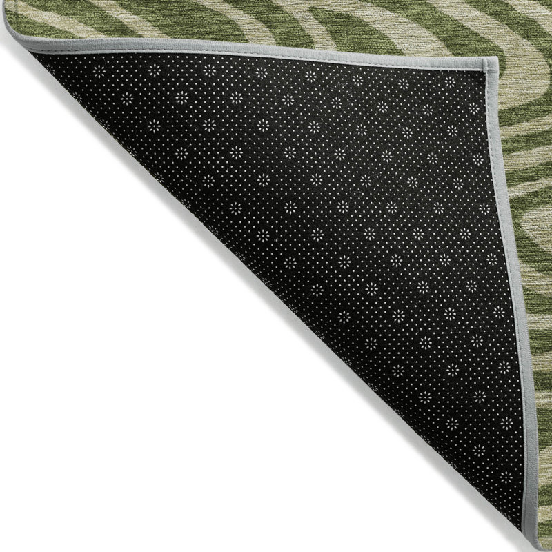 Olive and Beige Flat Woven Synthetic Runner Rug