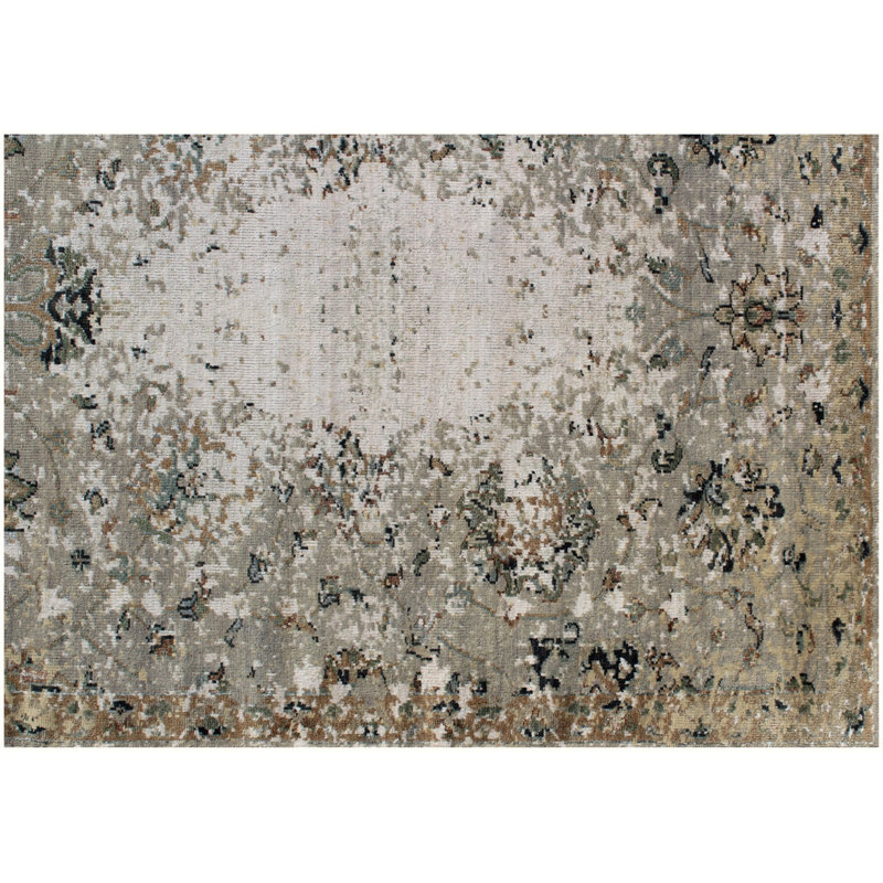 Tapis oriental argenté en laine noué à la main de la collection Bristol - 8 pi x 10 pi