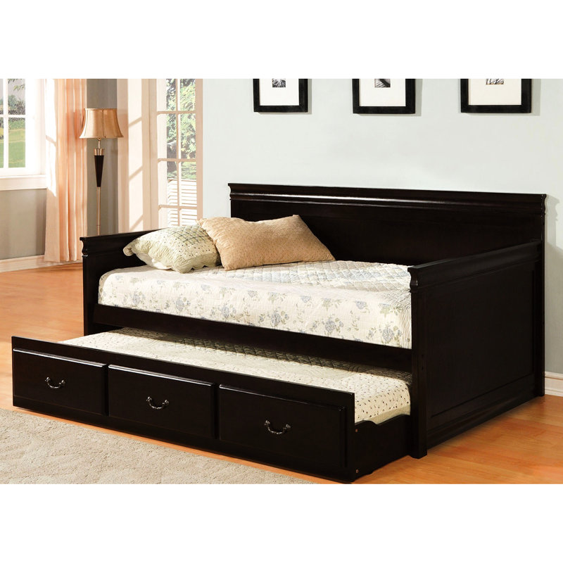 Lit de jour traditionnel avec lit gigogne simple de style anglais et ensemble de lattes de lit plateforme, finition, 37,57 po de hauteur 39 3/8 de hauteur