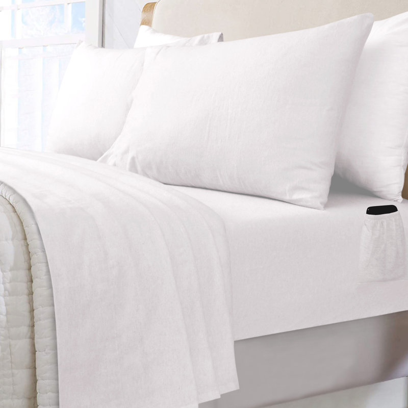 Feathery Flannel Sheet Set, King Sheet Set + Fitted Sheet + Pillowcase, White
