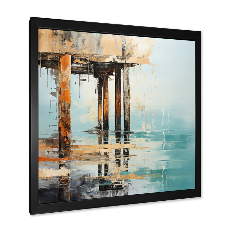 " Coastal Pier Perspective I ", 30" H x 30" W x 1" D, Black Picture Framed
