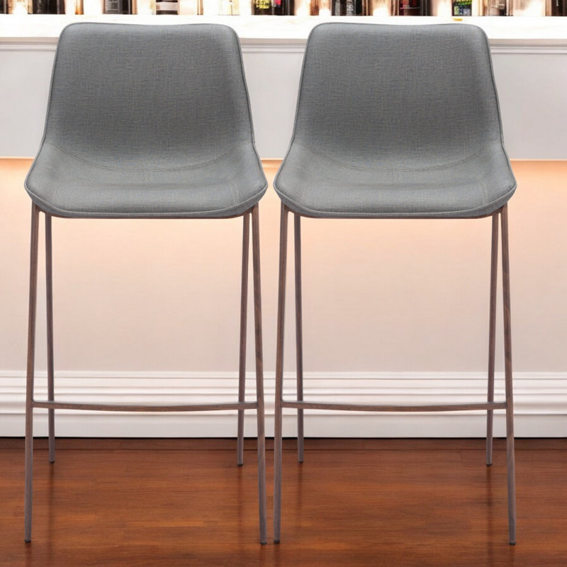 Ensemble de deux chaises de bar de 30 po en similicuir gris ardoise et brun et acier