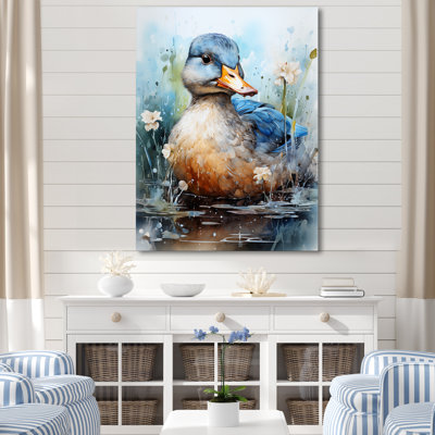 Blue Duck Aquarelle Avian - Duck Animal Wall Art