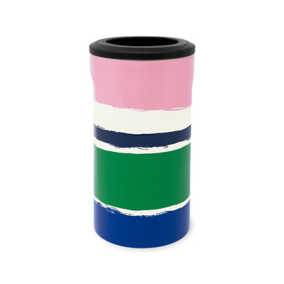 Stainless Steel Can Beverage Sleeve, Ocean Stripe