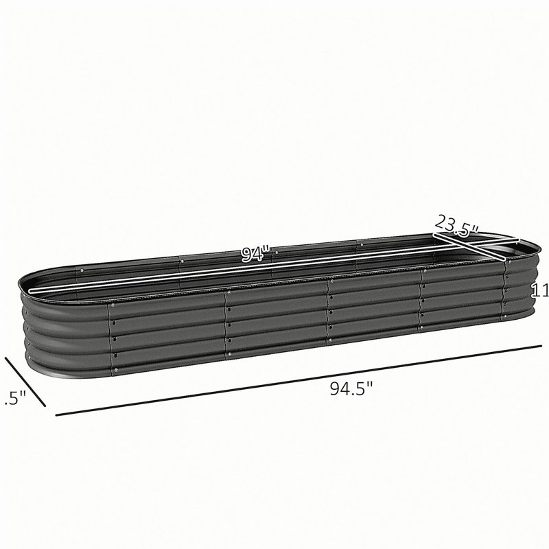 Metal Planter Box with Safety Edging,Galvanized Raised Garden Bed Kit, Dark Gray