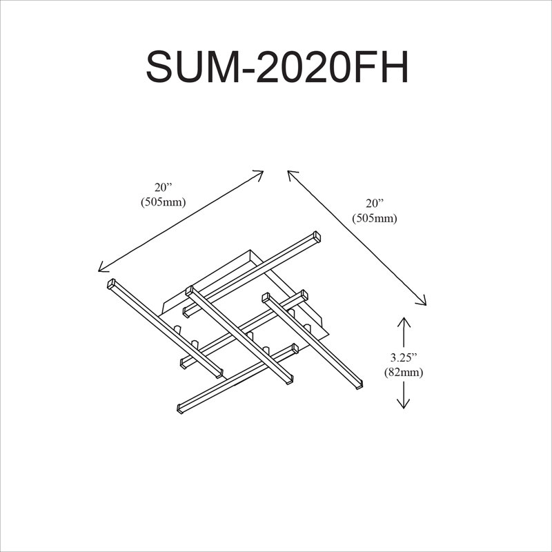 Summit Light Unique/Statement Geometric Flush Mount, 2" H x 20" W x 20" D, Polished Chrome