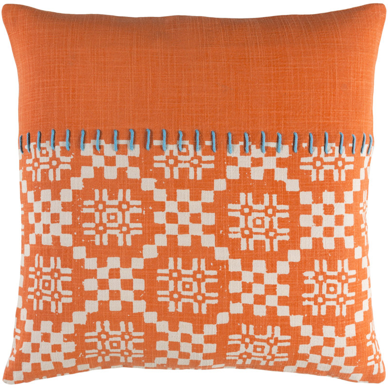 Delray Geometric Cotton Pillow Cover, 22" x 22", Grass Green, Poly Fill