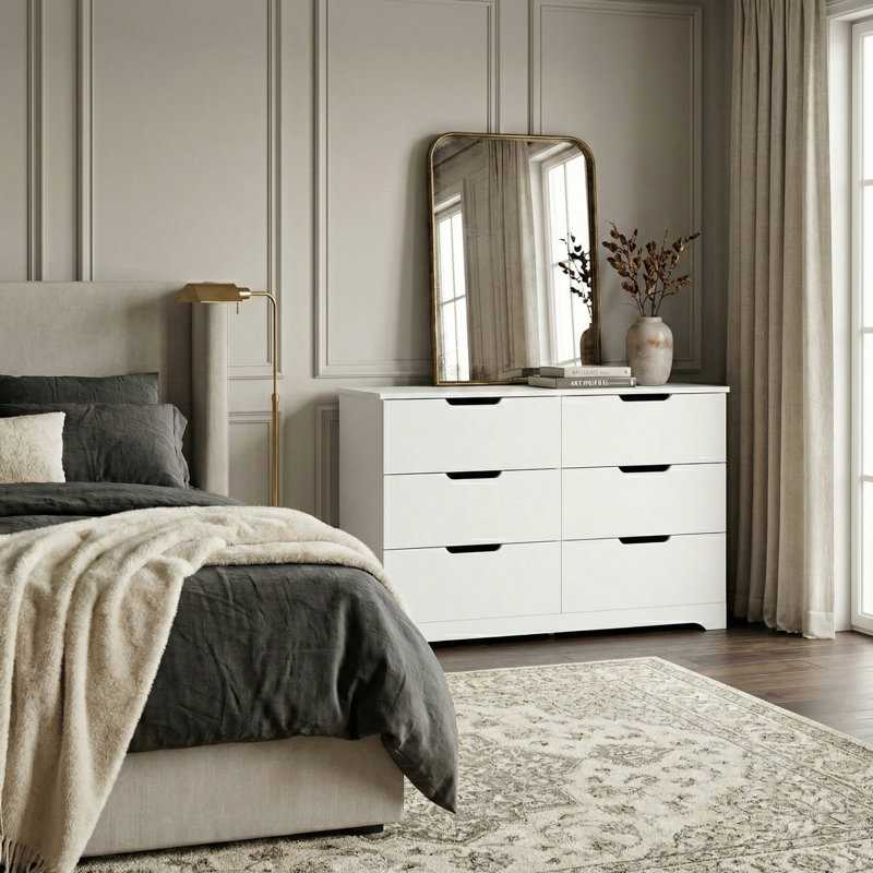 Aroob 6 Drawer Dresser 47.24'' W, Matte White