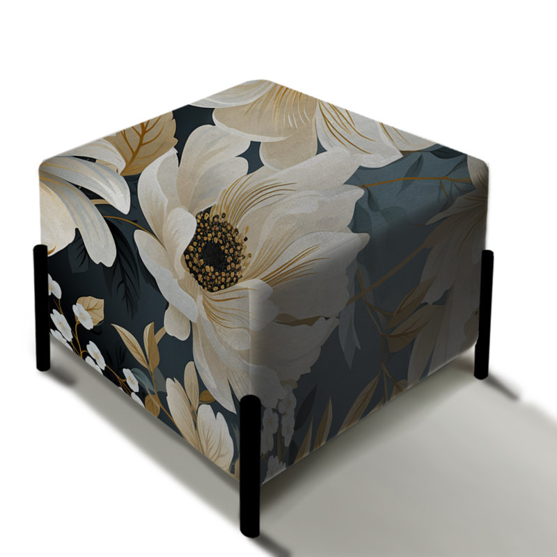 Blanc Begonia Botanicals Collage - repose-pieds carré floral