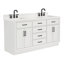 Ensemble de meuble-lavabo double en bois massif 66 po avec plateau en quartz blanc 1,5 po Thornaby, lavabos ovales-130599117-94790196