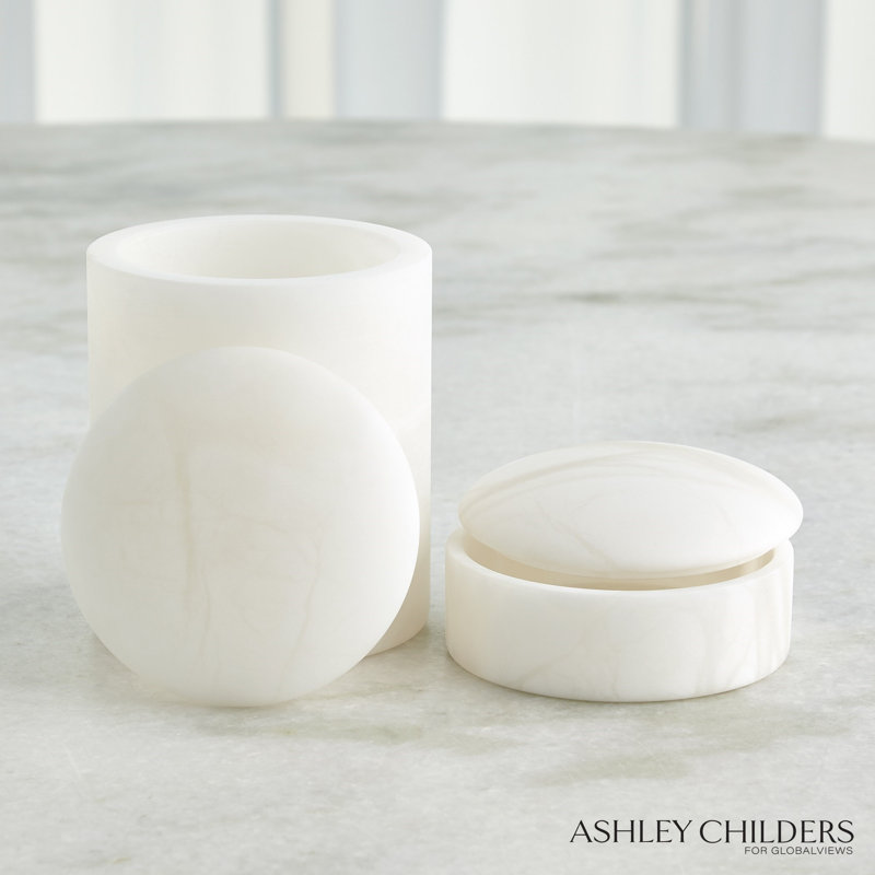 Gala Alabaster Canister-Short, White