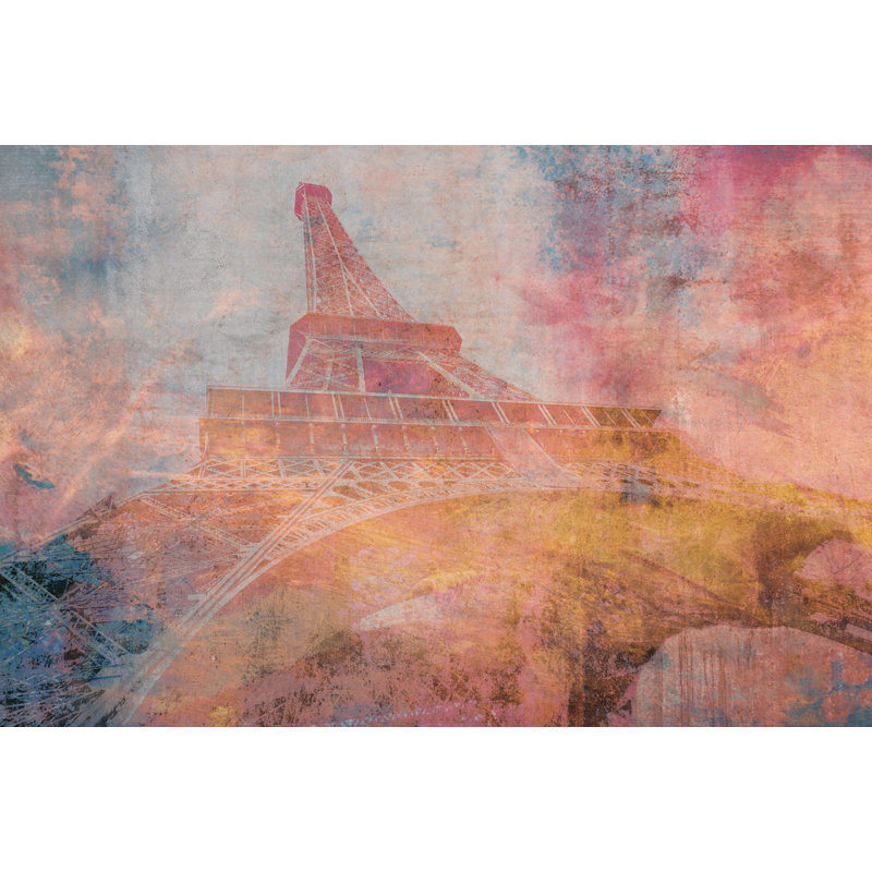 Pink Eiffel Tower Abstract Non-Pasted Wall Mural