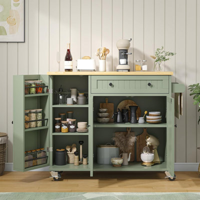 Îlot de cuisine avec abattant, table pour îlot sur roulettes, buffet moderne avec portes et porte de rangement