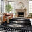 Geometric Grid Pattern Shag Rug – Anthracite Dark Gray – Medium Pile, Soft & Durable-1655194097
