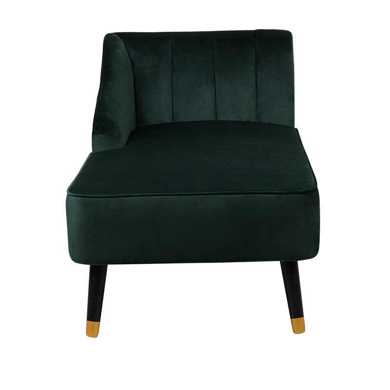 Upholstered Chaise Lounge, Emerald Green