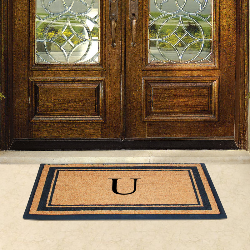 Tapis de porte en fibre de coco monogrammé l 30 po x L 48 po Butters, U