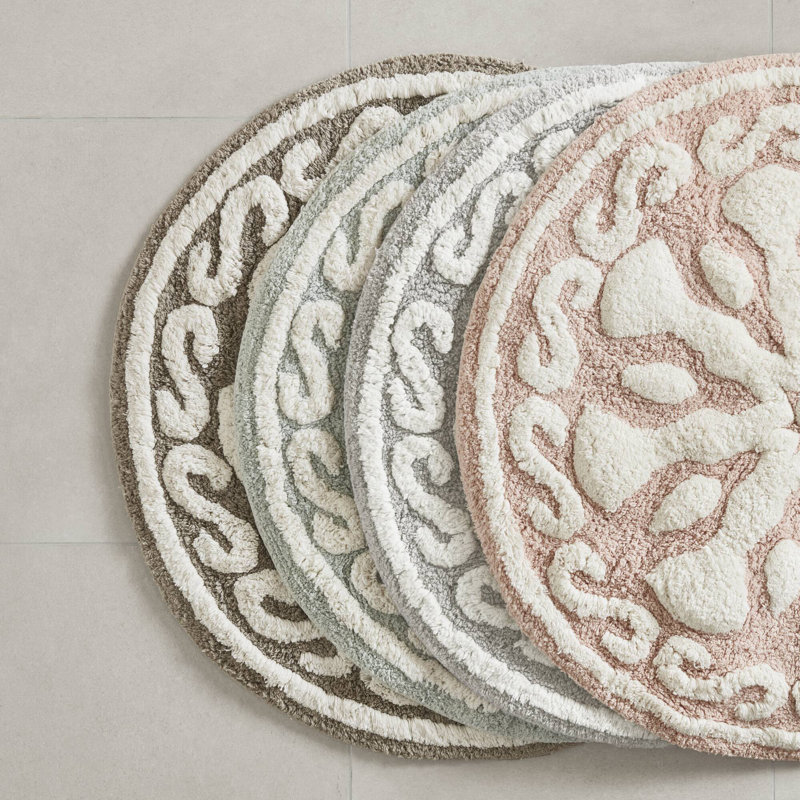 Casablanca Medallion Cotton Tufted Bath Rug, Taupe, Round 25" W x 25" L