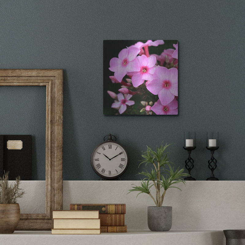«Fleurs roses 1» par Photoinc Studio, art mural en métal, 12 po x 12 po, H 12 po x l 12 po