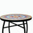 Outdoor Round Side Table with Mosaic-Style Top and Curved Iron Legs, Red and Matte Black