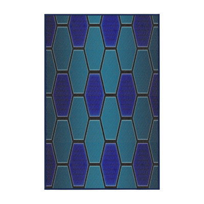 Fabriqué à la machine à partir de laine et de polyester turquoise/bleu marine wilridge tissé à la machine Tapis décoratif