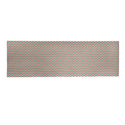 Tapis rouge/vert chevron fait main