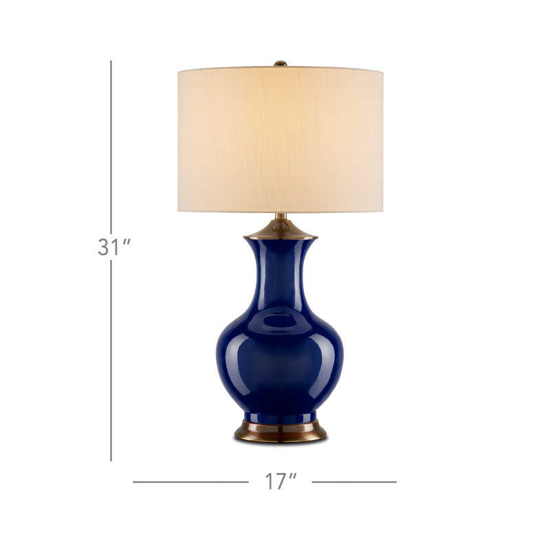 Lilou Table Lamp, Blue/Antique Brass