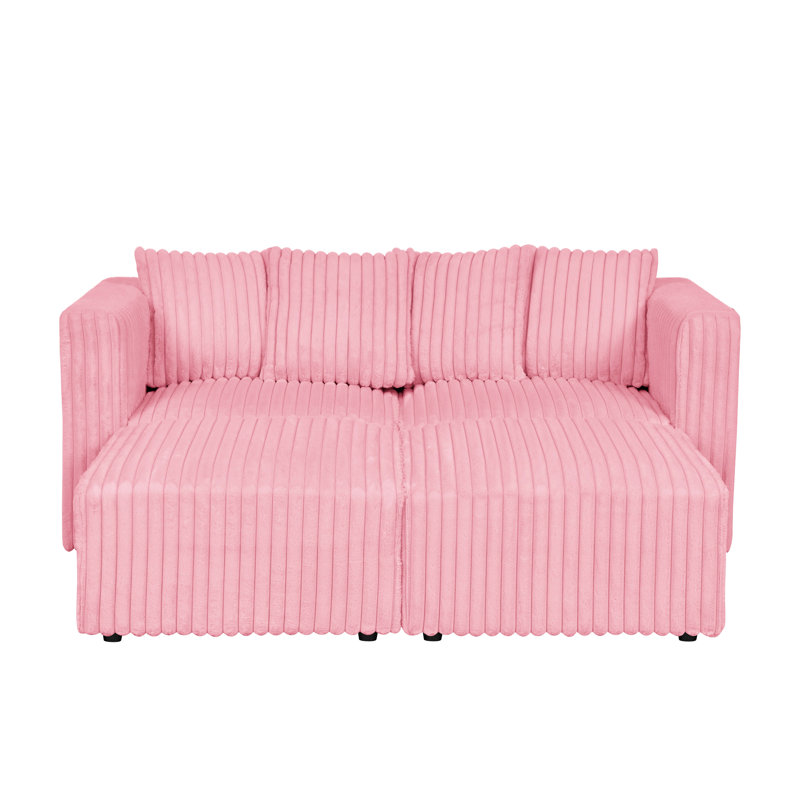 Canapé modulaire Damerel, Fausse fourrure rose