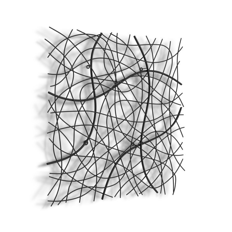 Large Black Abstract Square Iron Wall Sculpture