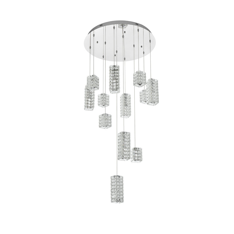 Luminaire suspendu Aston 32 pouces à DEL en or satiné, Chrome