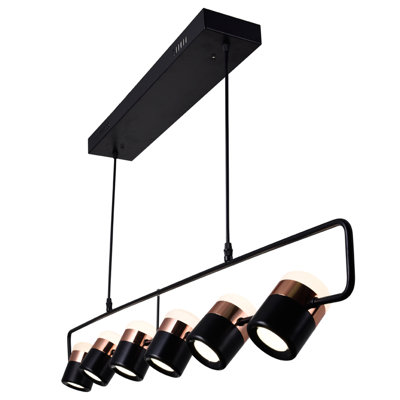 Kudrete 6 - Light Satin Black LED Pool Table Lights Pendant