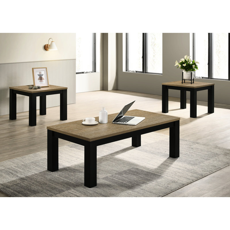 Tables basses rectangulaires en bois et tables de bout carrées: tables contemporaines brunes et noires: confort de salon