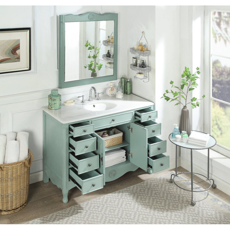 Ensemble de meuble-lavabo simple 47 po Rumfelt, Bleu clair vieilli