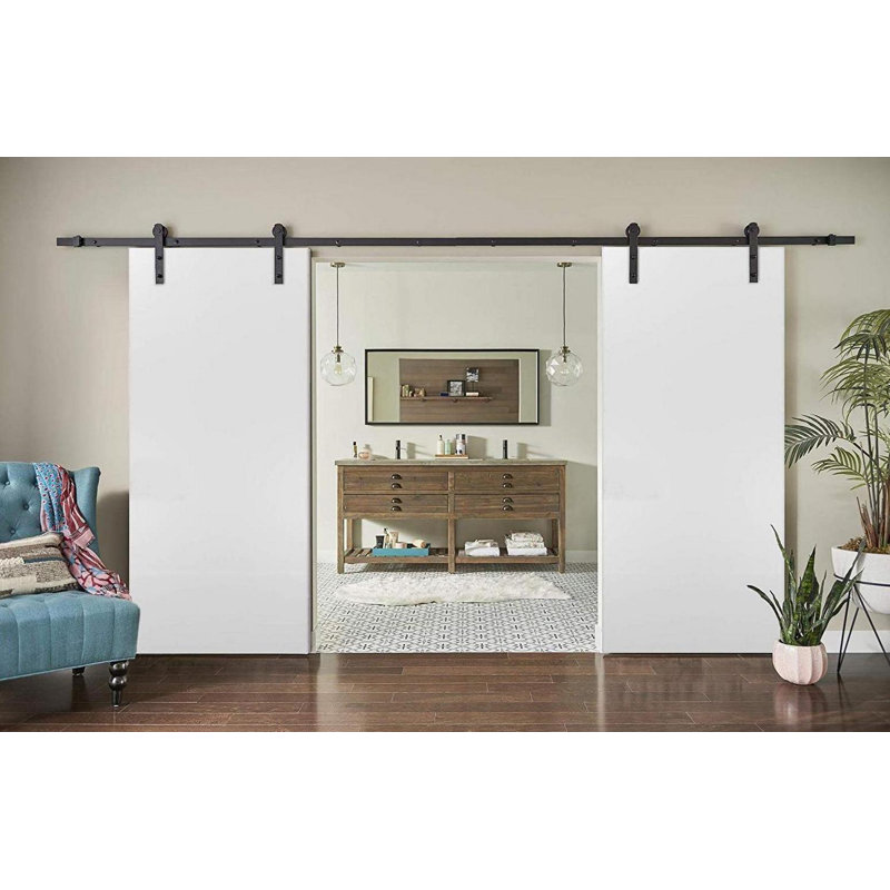 Portes de grange en bois Planum Flush, Satin blanc, 60" x 96"