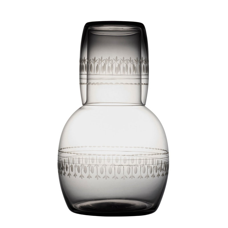 2 - Piece Crystal Carafe Set, Clear/Black