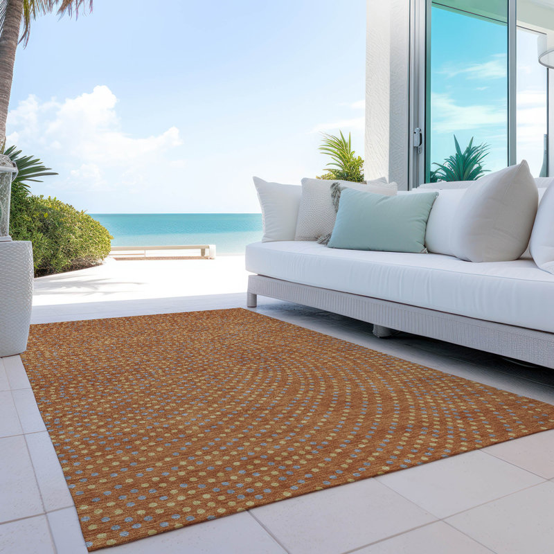 Paprika Synthetic Flat Woven 9' x 12' Washable Rug