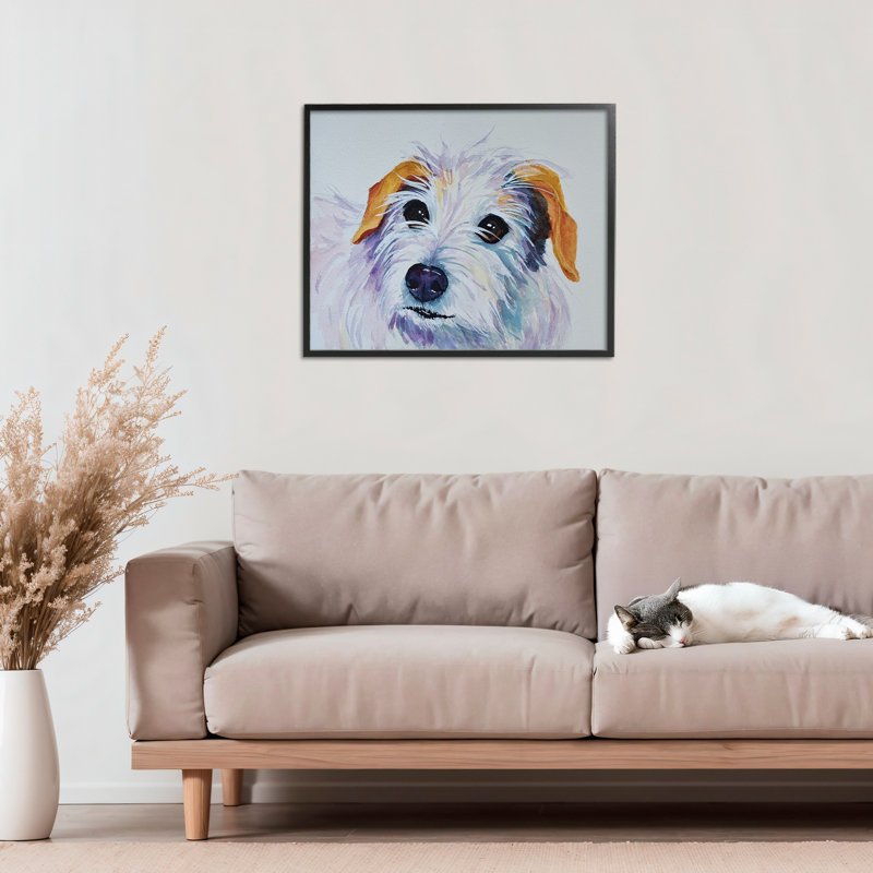 Portrait de chien White Terrier, estampe numérique, design par Tatiana Roberts, H 16 po x l 20 po